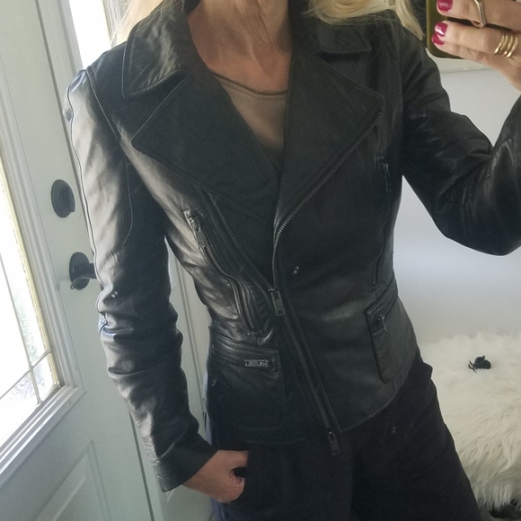 NEW DKNY butter Soft Lamb Skin Leather Moto Motorcycle Biker Jacket - Picture 4 of 17